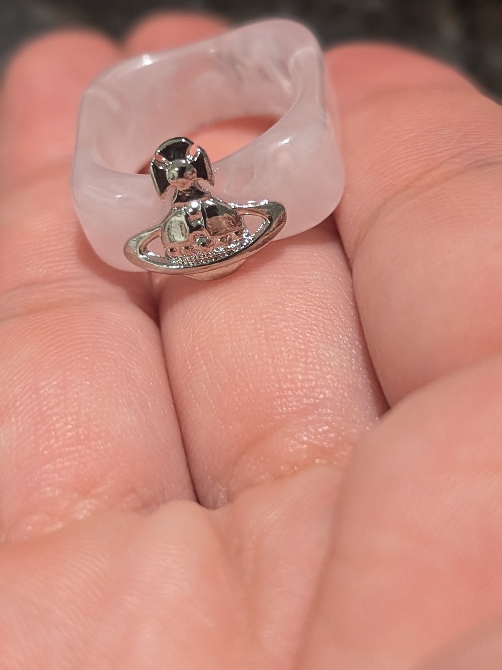 Inspired Designer Pink Resin Orb Ring Charm - Picture 8 of 8